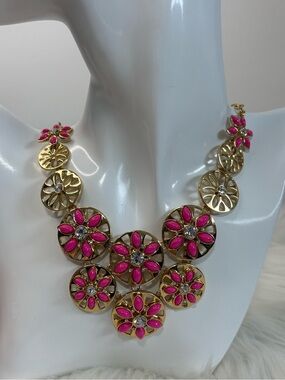 Kate Spade Gold-Tone Necklace with Pink Floral Accents